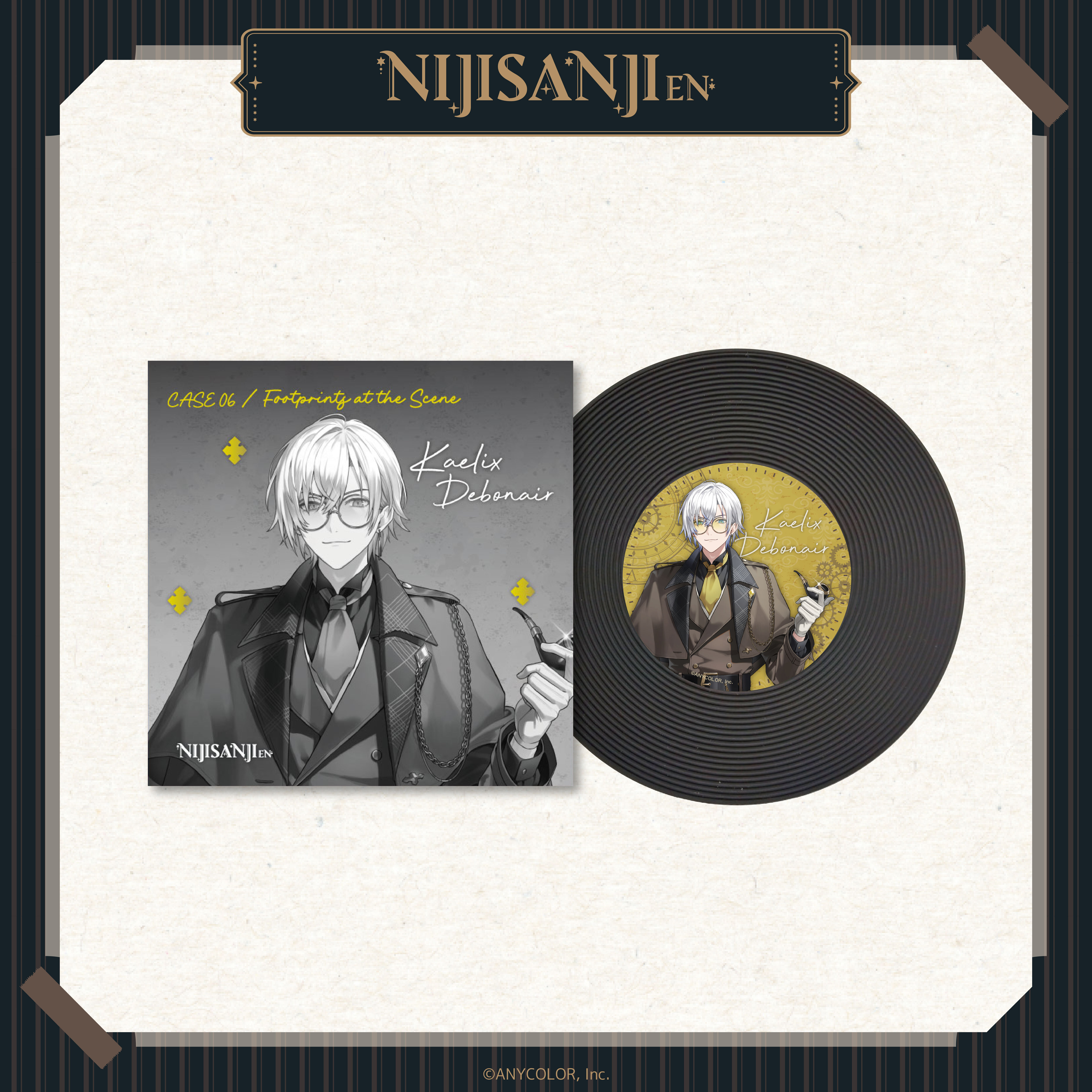 【預購】NIJISANJI EN-偵探謎影系列-立繪黑膠唱片杯墊-Kaelix Debonair