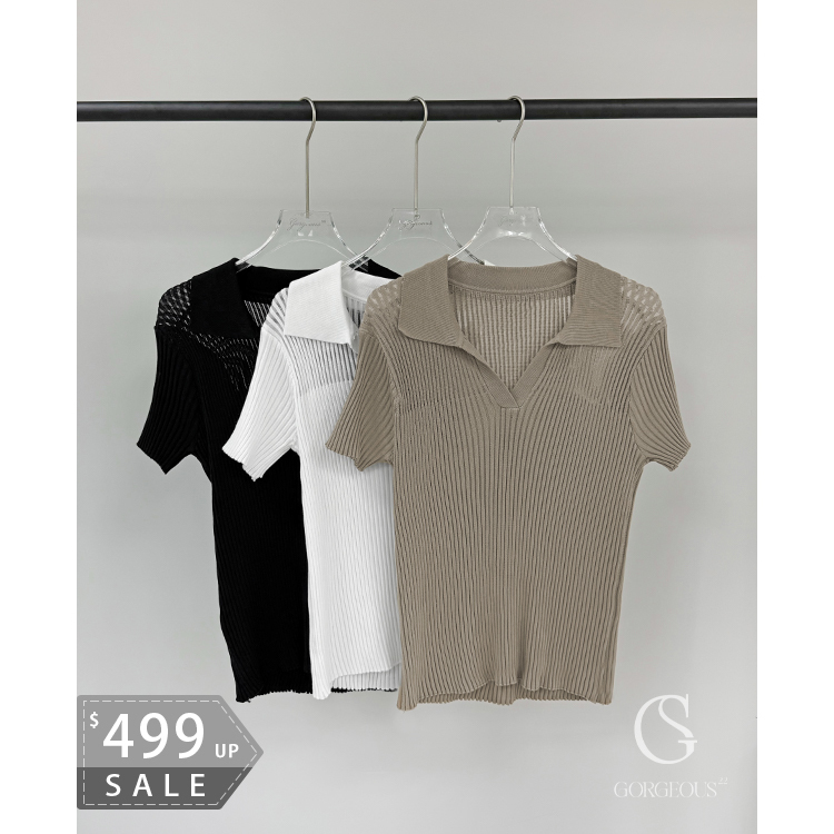 G2001 「透視激瘦翻領上衣」