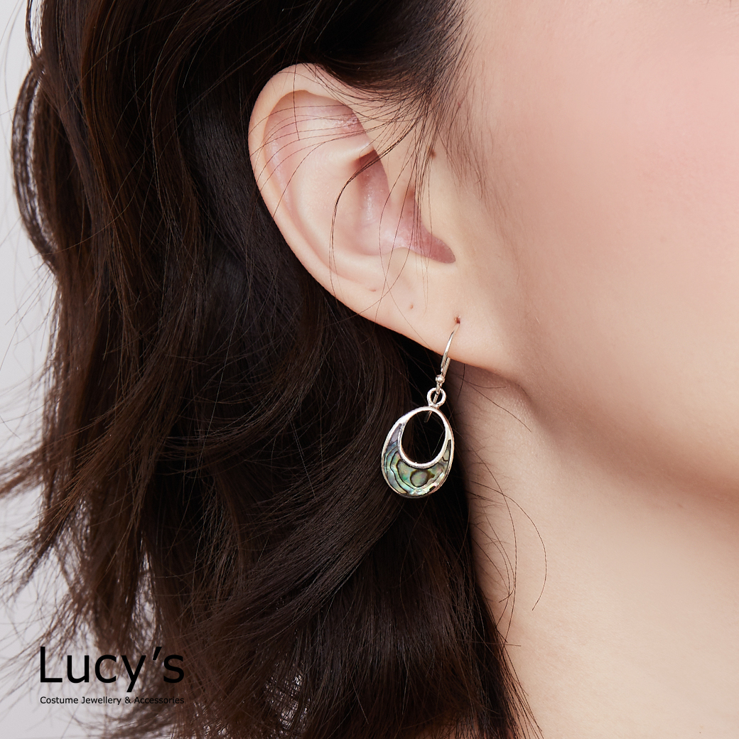 925純銀 綠光流影 耳勾耳環 (127425)