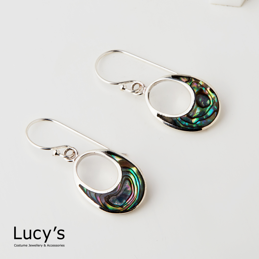 925純銀 綠光流影 耳勾耳環 (127425)