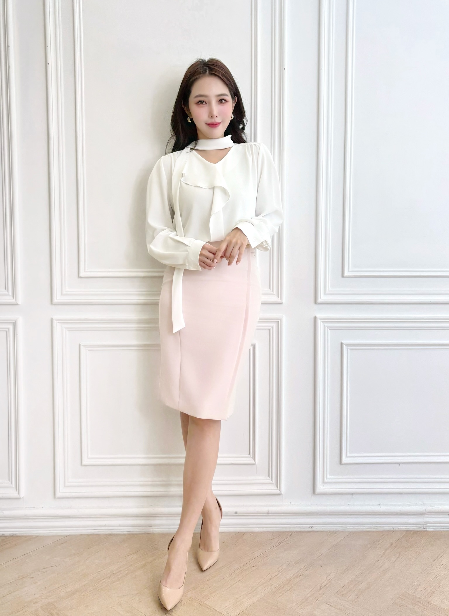 側金釦合身窄裙