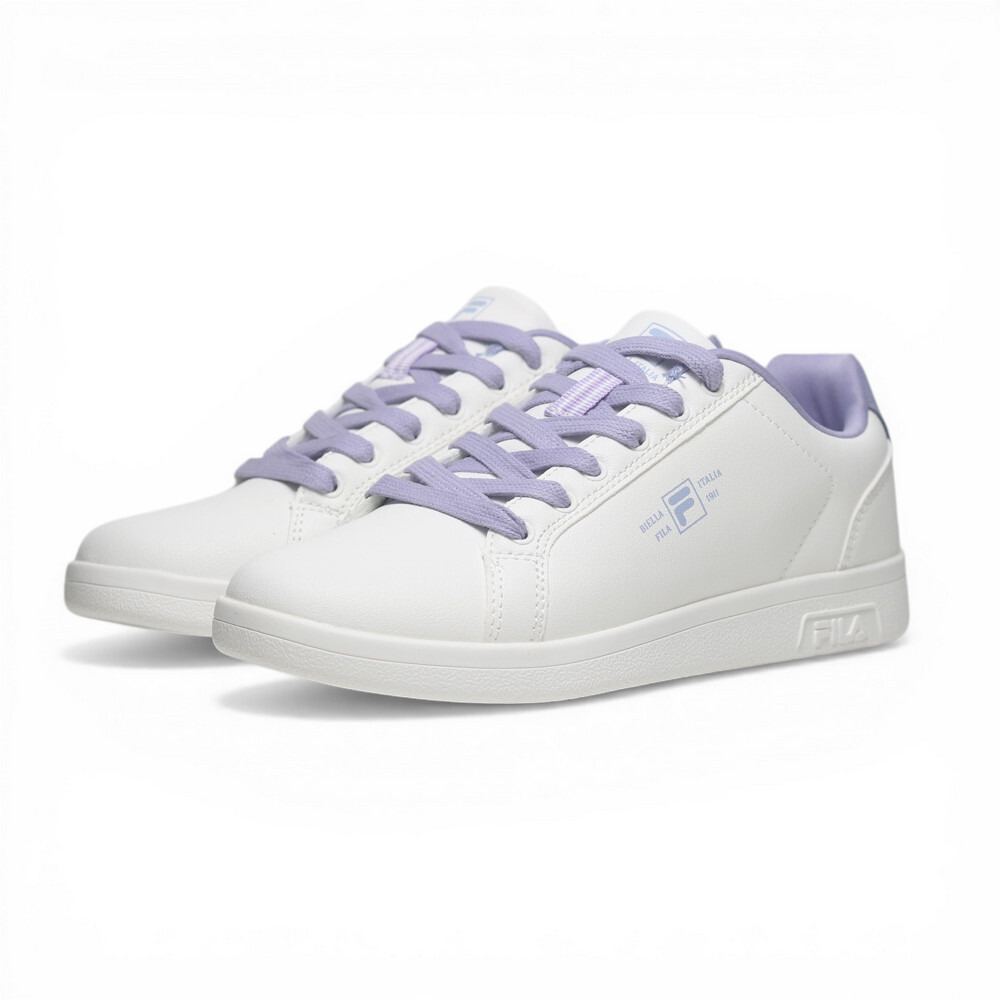 FILA 休閒鞋 BIANCO 白紫 復古 皮革 小白鞋 女 5C336A199