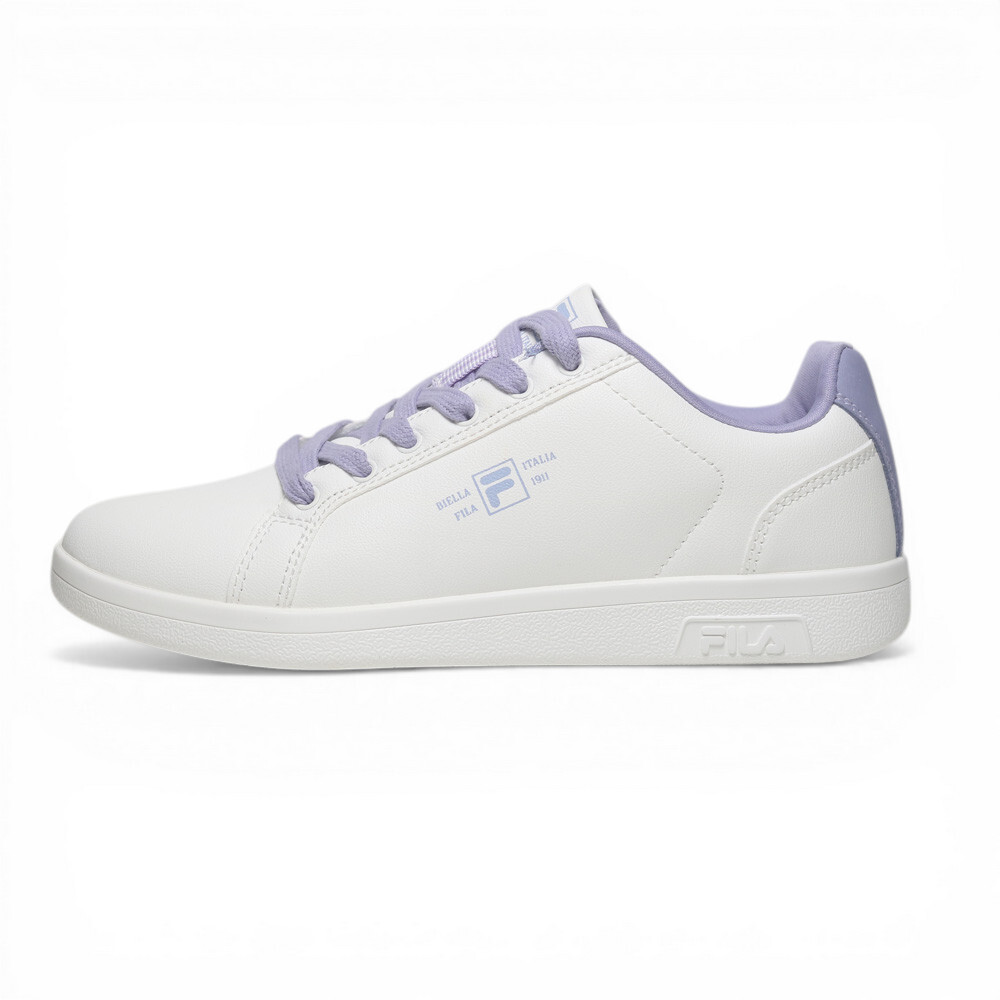 FILA 休閒鞋 BIANCO 白紫 復古 皮革 小白鞋 女 5C336A199