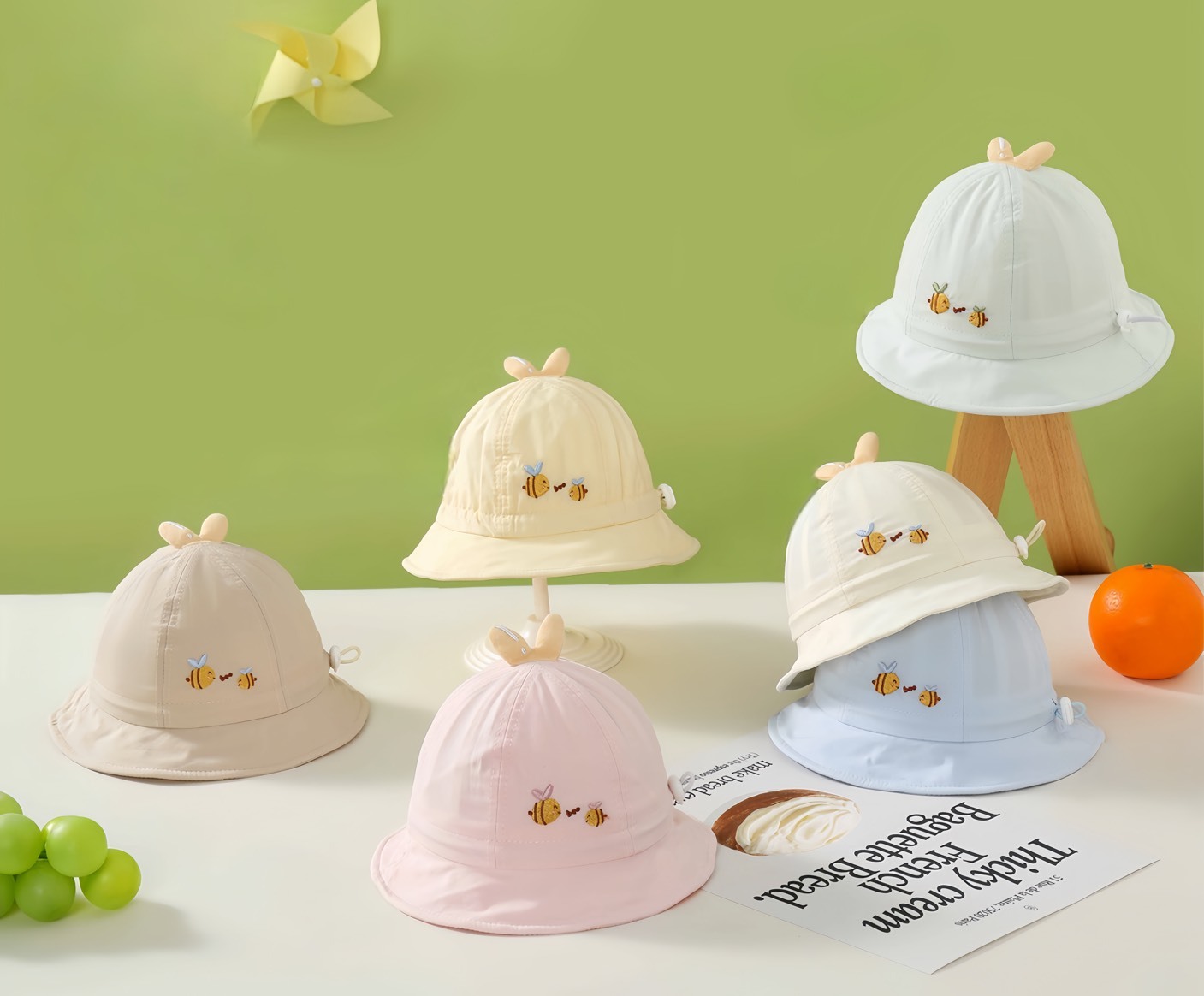 刺繡小蜜蜂漁夫帽