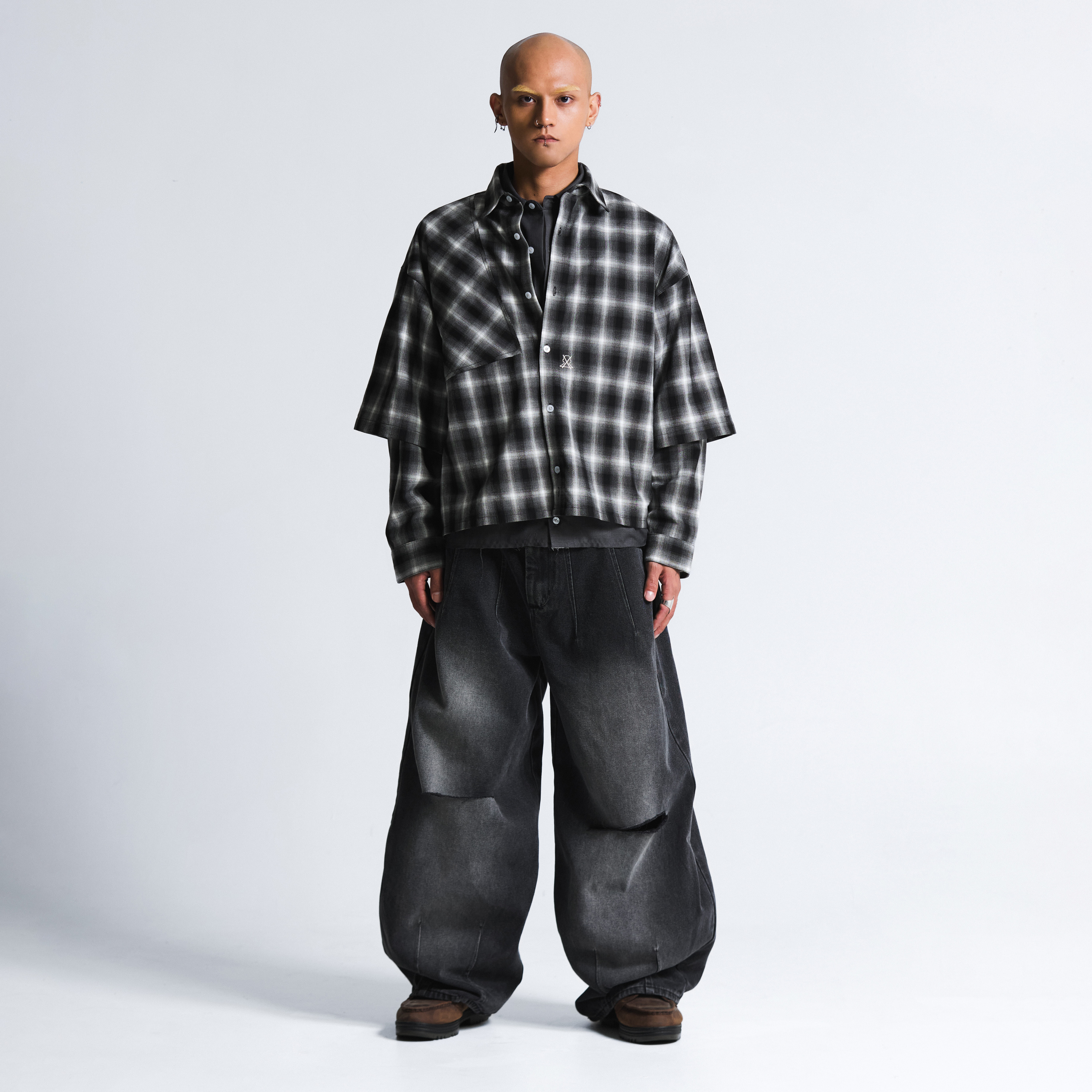 Wall of Sound - 2:10/“LINOLEUM”Check Shelter Shirt - Gray