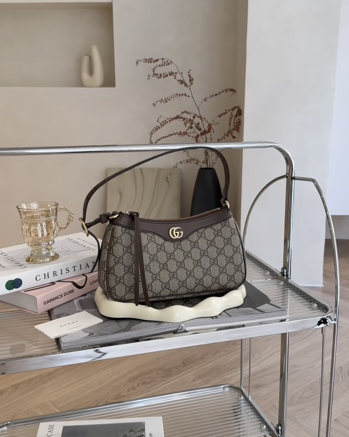 GUCCI｜OPHIDIA 小號肩背包 棕老花