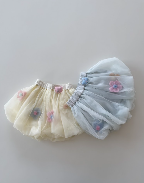 BYC04B043BL  天藍色花漾仙蹤紗紗泡泡褲