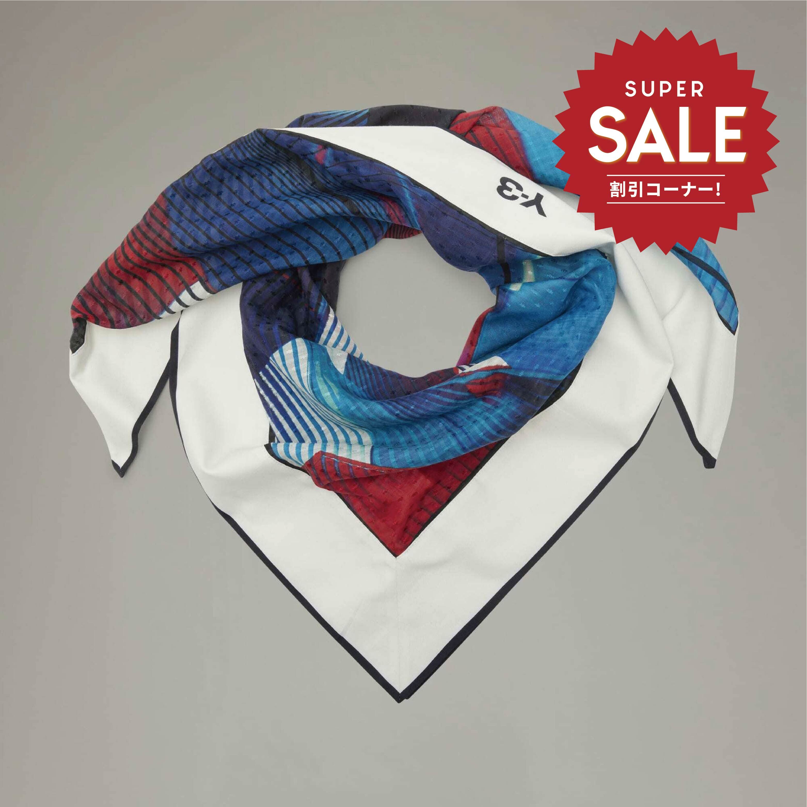 【 Y-3 AOP SCARF 頂級絲巾 - 藍紅 】