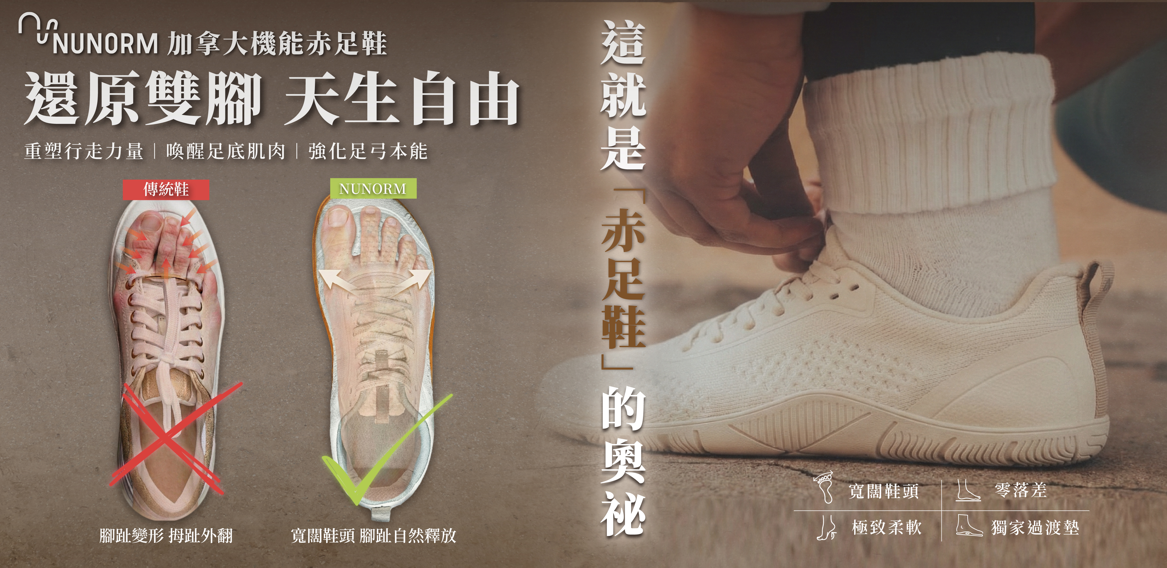 NUNORM 加拿大極簡機能赤足鞋｜零落差、寬鞋頭｜改善拇趾外翻與扁平足｜Alohalife 香港獨家代理