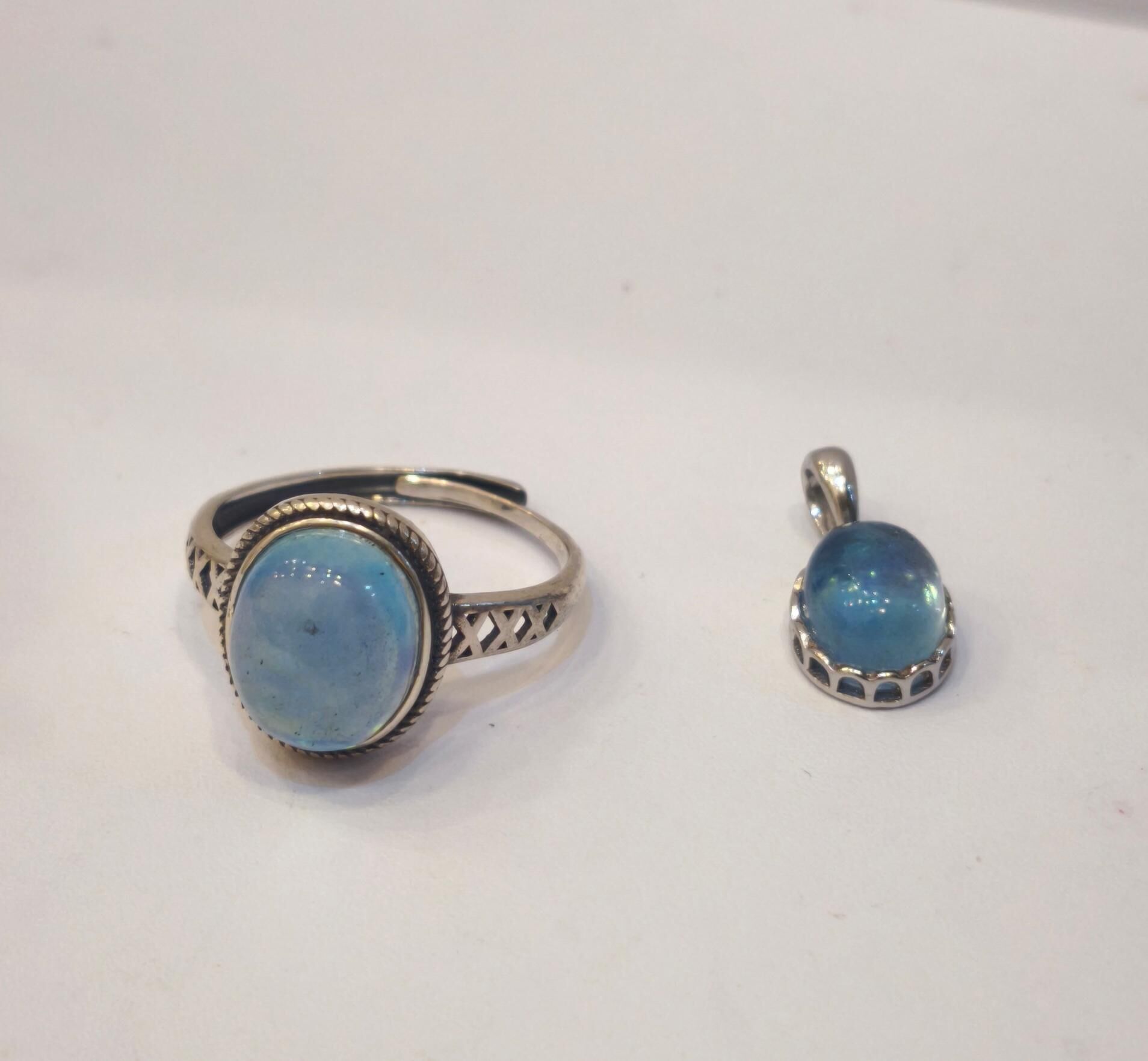 0410GGB40-CRYSTALGG- 海藍寶戒指+吊咀套裝 *限13套 (B40)