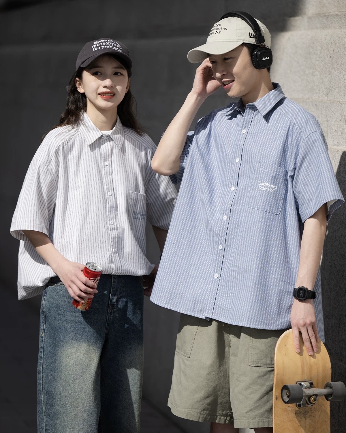 #預購 BELLKENIDEA 復古簡約 經典百搭 外穿內搭 豎條紋 短袖襯衫 兩色