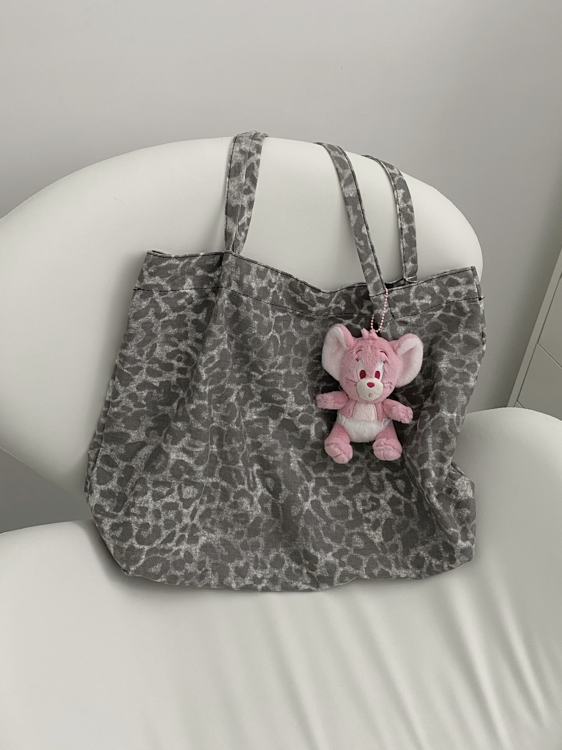 豹紋帆布單肩包