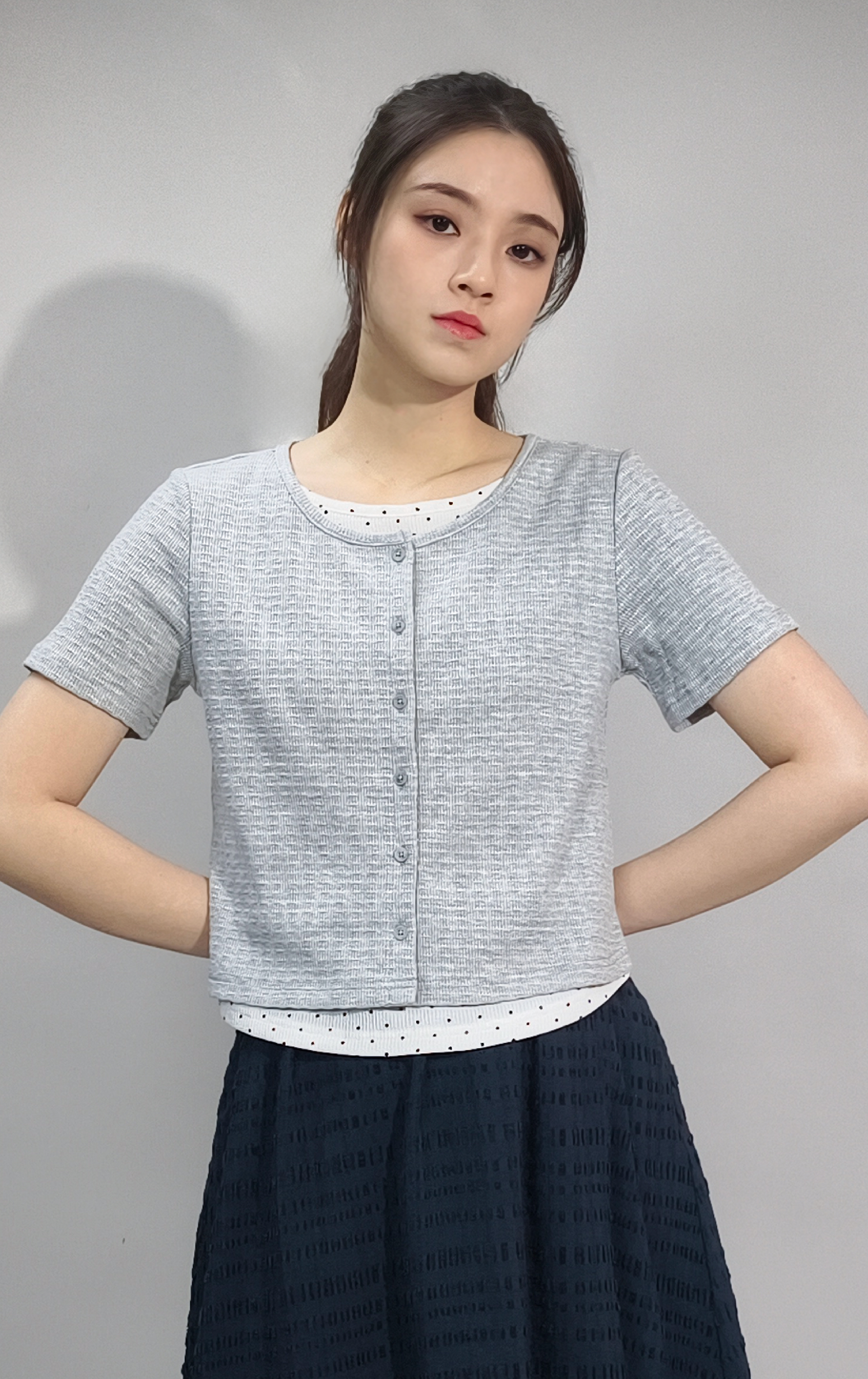 Faux Two-piece Layered Top ST0420