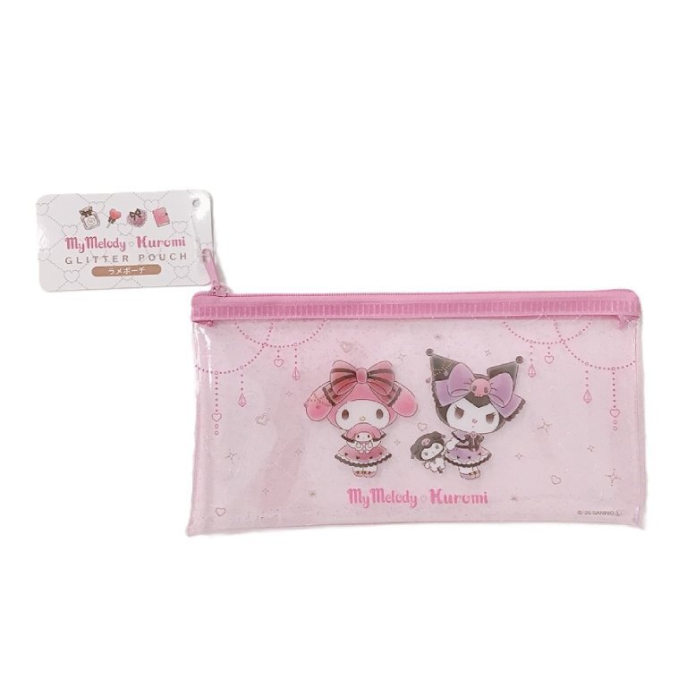 筆袋/亮粉 美樂蒂×酷洛米 20.5×10.5×0.9cm