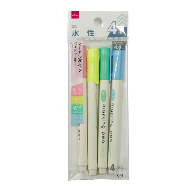 水性螢光筆/粉彩 4入
