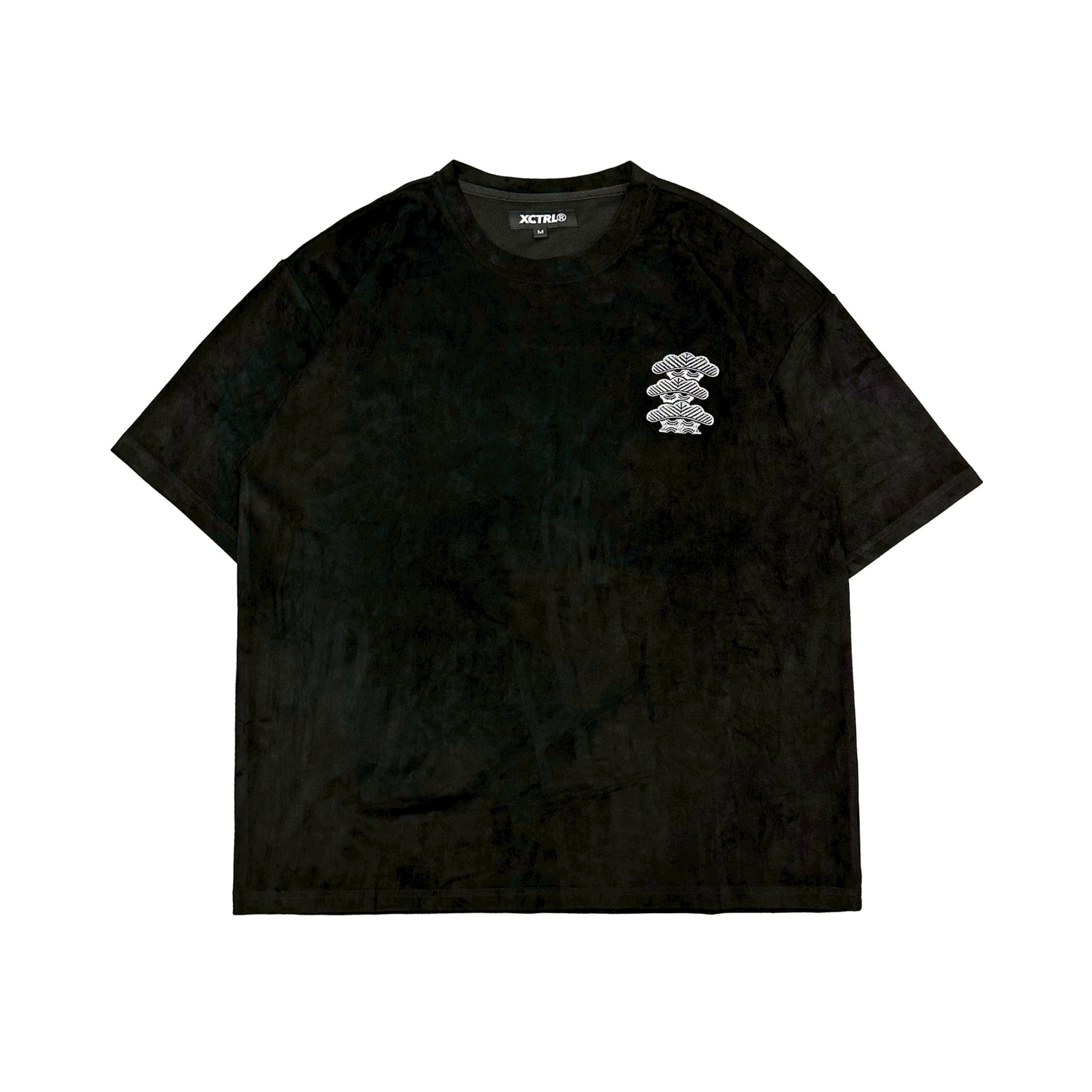 XCTRL 左三階松金魚紋寬版短T-黑