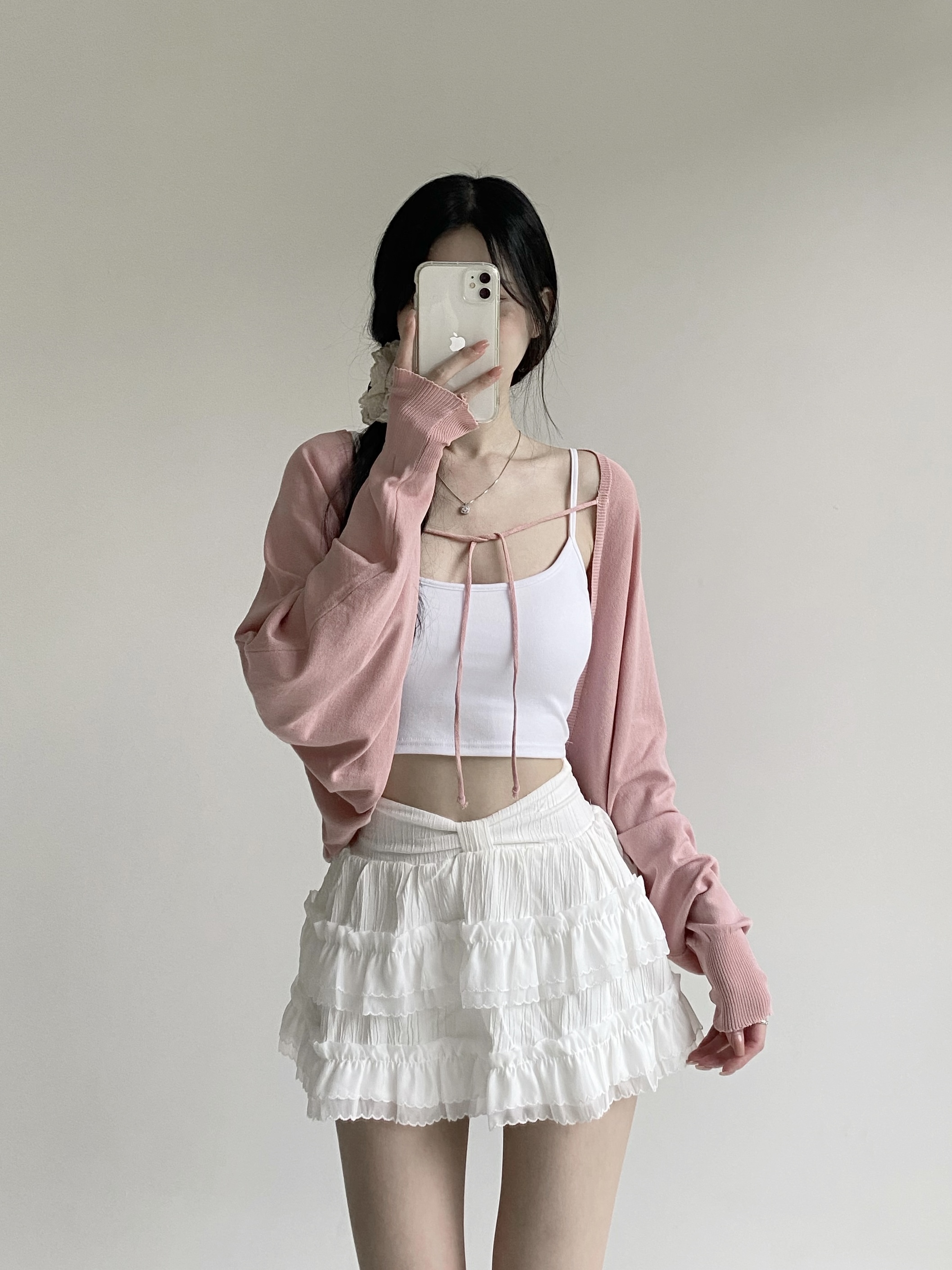 穿搭必入!溫柔針織綁帶短版罩衫