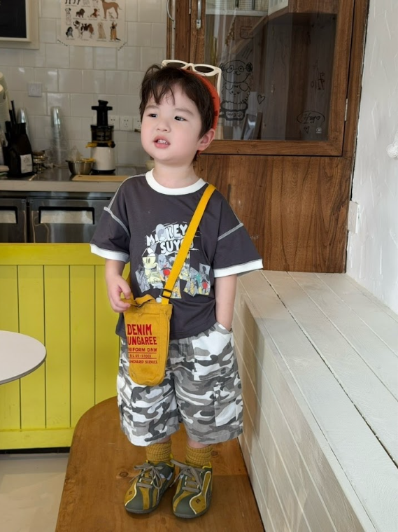 BYC04B047GY  雪地白酷迷彩工裝短褲