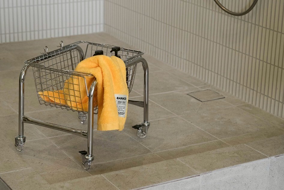 ins風不銹鋼手推車帶輪移動收納藍