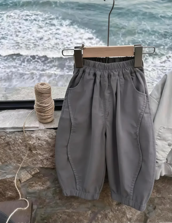 BYC04B050GY  日系灰色時光線條氣球褲