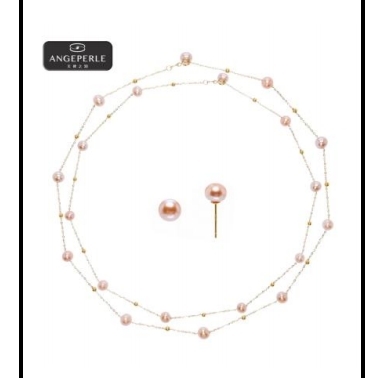 CF9103  天使之泪 S925银 淡水珍珠中国红满 天星项链耳钉三件 套    TSJ714