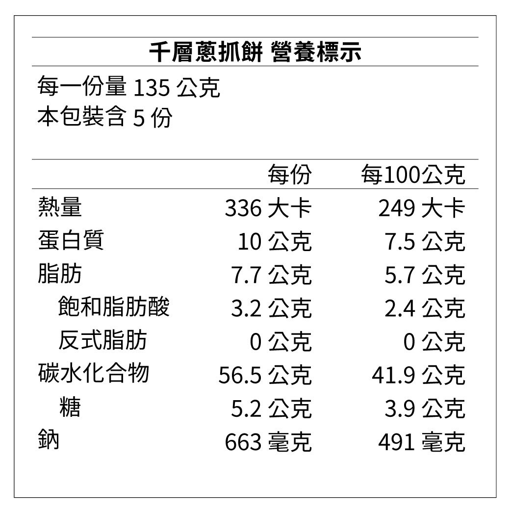 台式千層蔥抓餅 675g