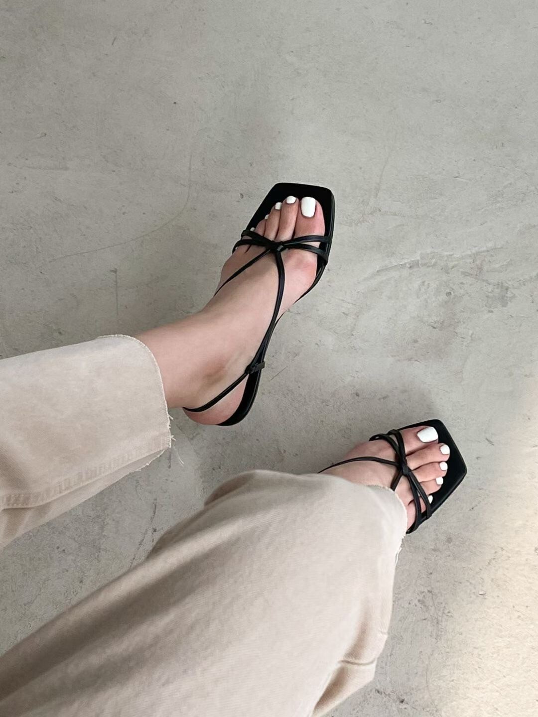 雙線V後勾帶造型高跟涼鞋 / 3色