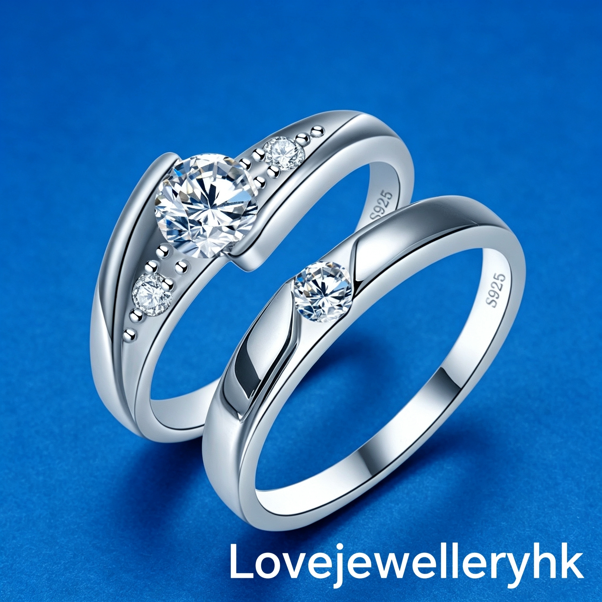 Moissanite diamond couple ring   R049