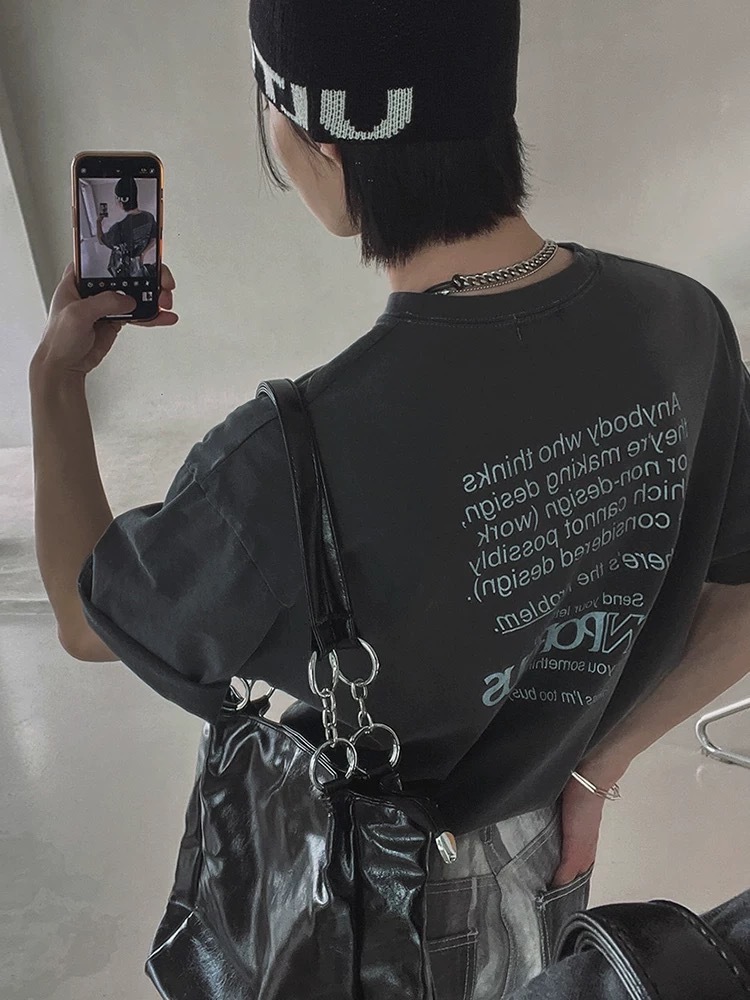 SIMPLEACTION NONPOROUS字母短袖上衣