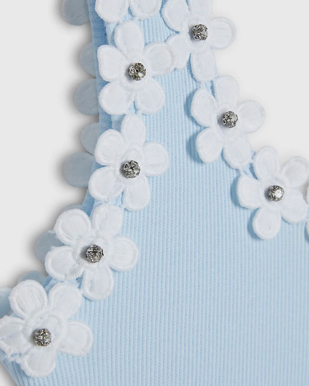 Light Blue淡藍色水鑽立體花卉上衣