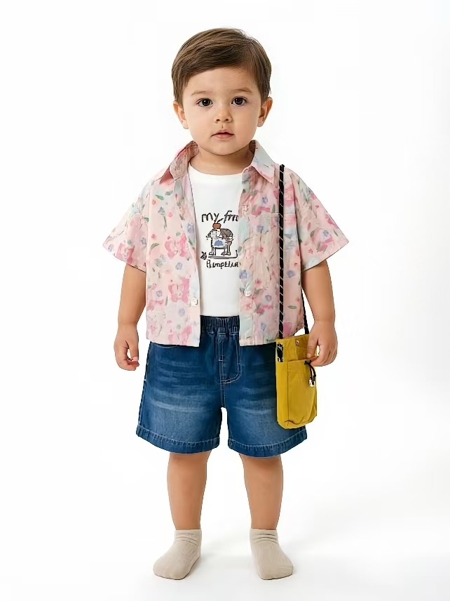 BYC04T054PK  油畫感碎花短袖恤衫