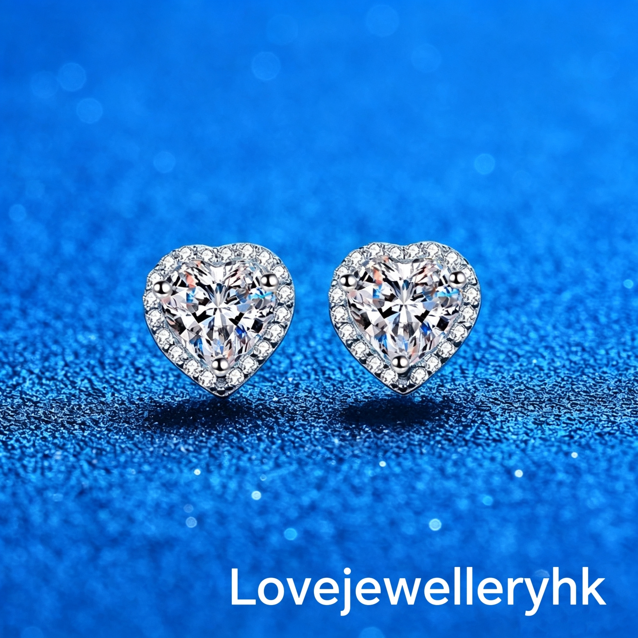 莫桑鑽環鑲心形耳環          E2C032