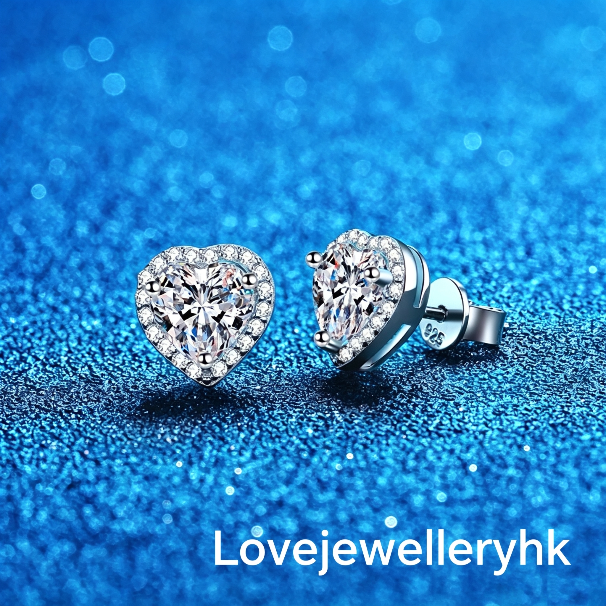 莫桑鑽環鑲心形耳環          E2C032