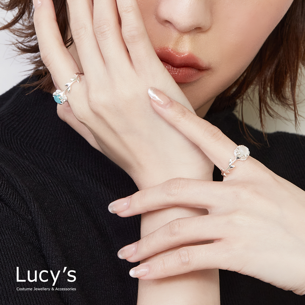 925純銀 花叢之月 戒指 (50243)