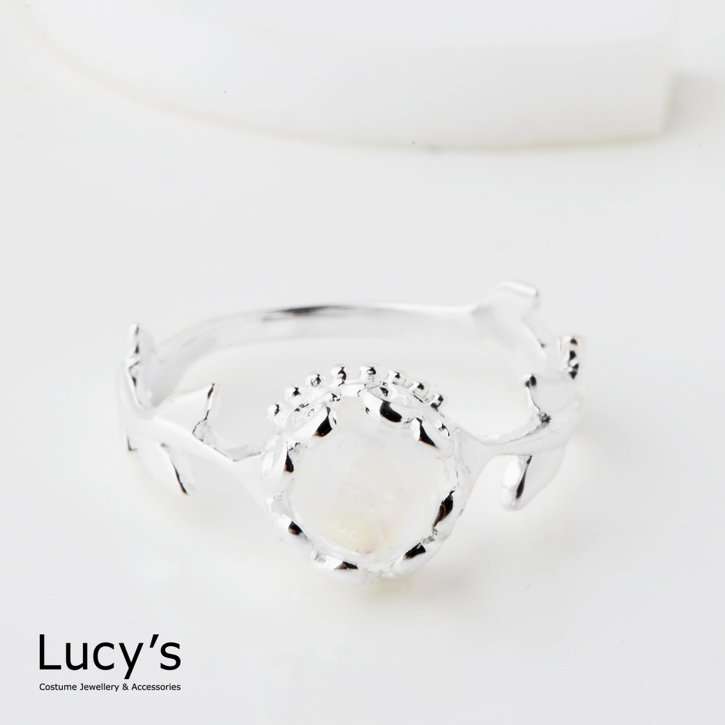 925純銀 花叢之月 戒指 (50243)