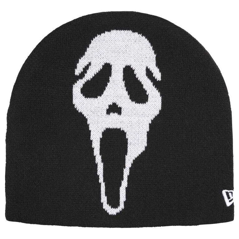 -(B04)-SUPREME X NEW ERA X GHOSTFACE BEANIE 針織帽 鬼臉殺手 驚聲尖叫 黑