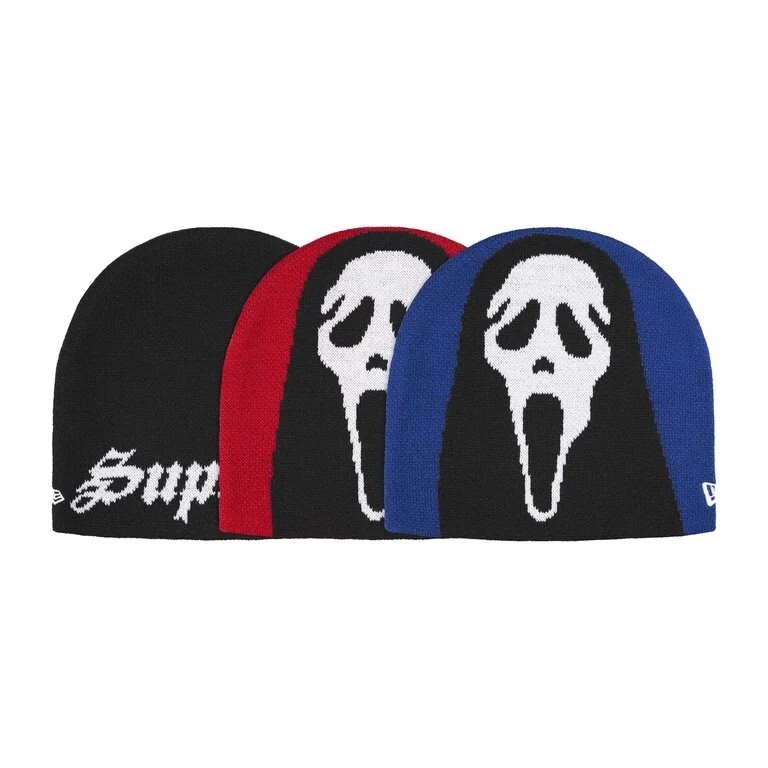 -(B04)-SUPREME X NEW ERA X GHOSTFACE BEANIE 針織帽 鬼臉殺手 驚聲尖叫 黑