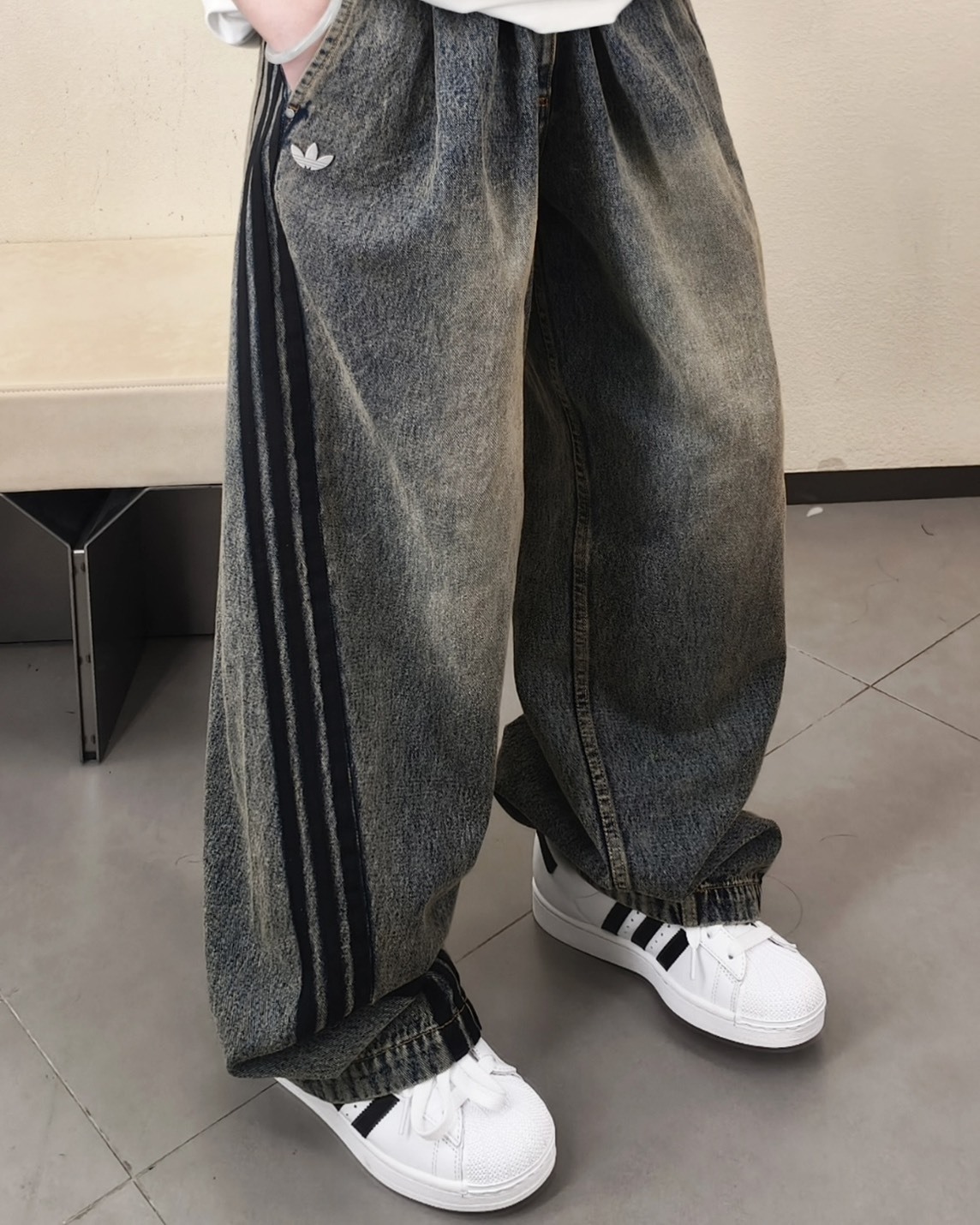 ADIDAS ORIGINALS ADILENIUM SEASON 5 單寧牛仔褲 黑 寬鬆