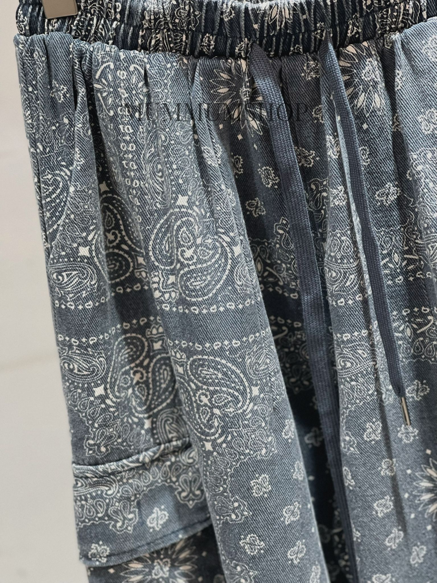 03725a/民族風牛仔色匿藏口袋中長褲裙　23-42/46/31