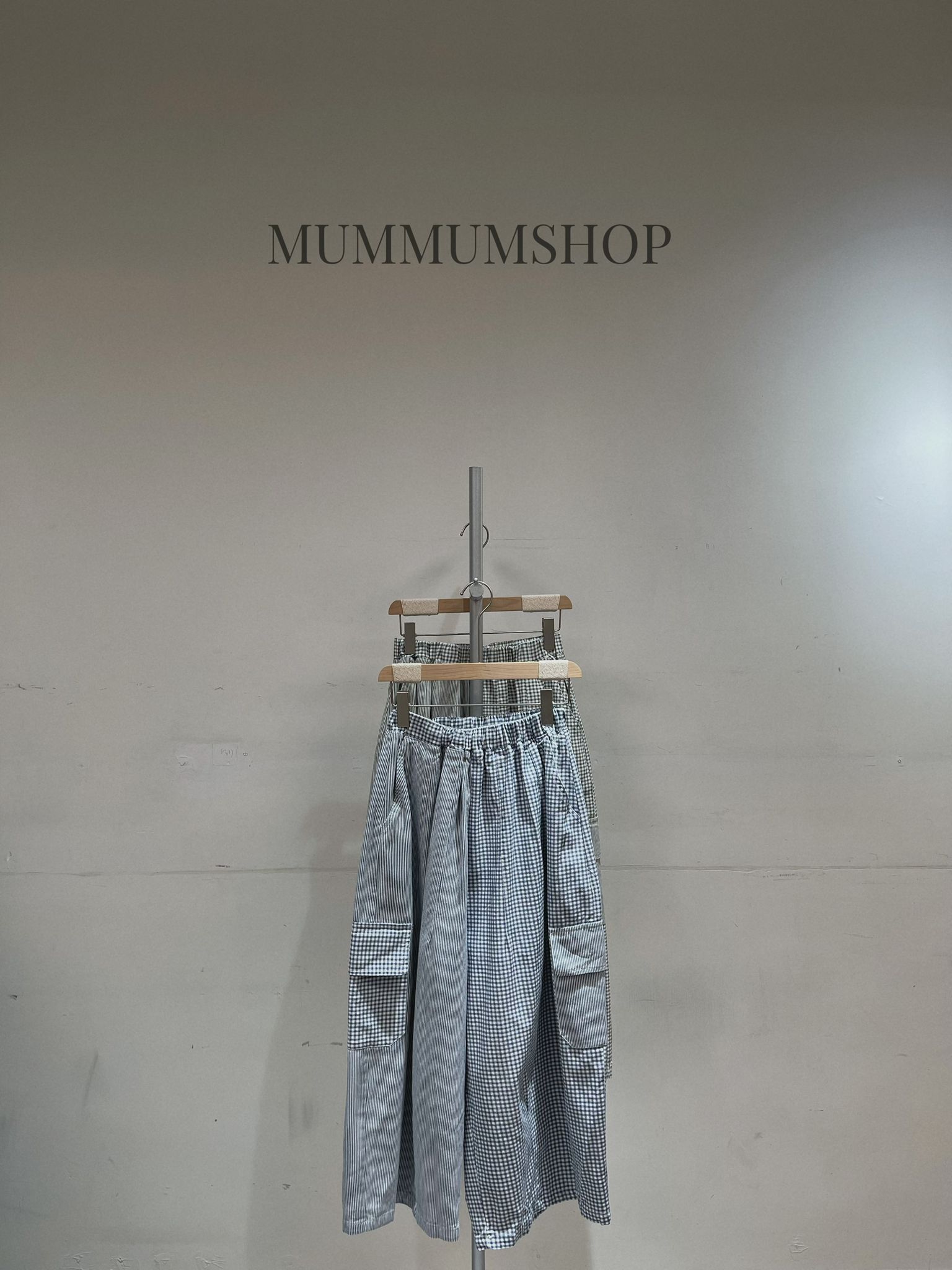 03726a/春夏亮色格仔闊腳長褲　26-44/48/34