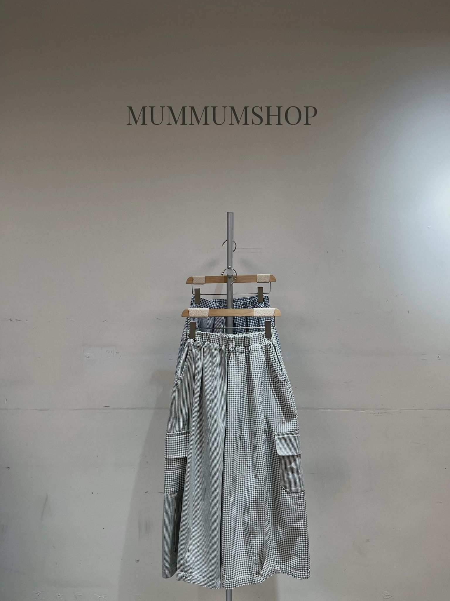 03726a/春夏亮色格仔闊腳長褲　26-44/48/34