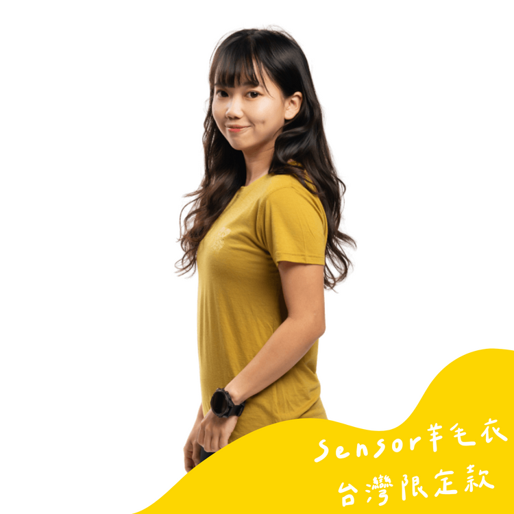 Sensor 女款 美麗諾羊毛短袖上衣-島嶼生活/飛翔綿羊(120g)芥末黃 26Z00002 [HappyOutdoor]