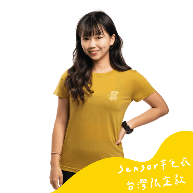 Sensor 女款 美麗諾羊毛短袖上衣-島嶼生活/飛翔綿羊(120g)芥末黃 26Z00002 [HappyOutdoor]