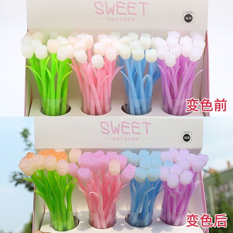 变色玫瑰花 中性笔 颜色随机
