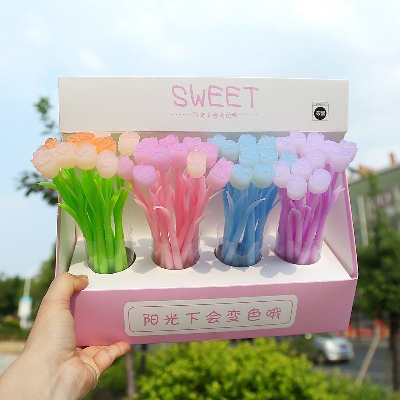 变色玫瑰花 中性笔 颜色随机