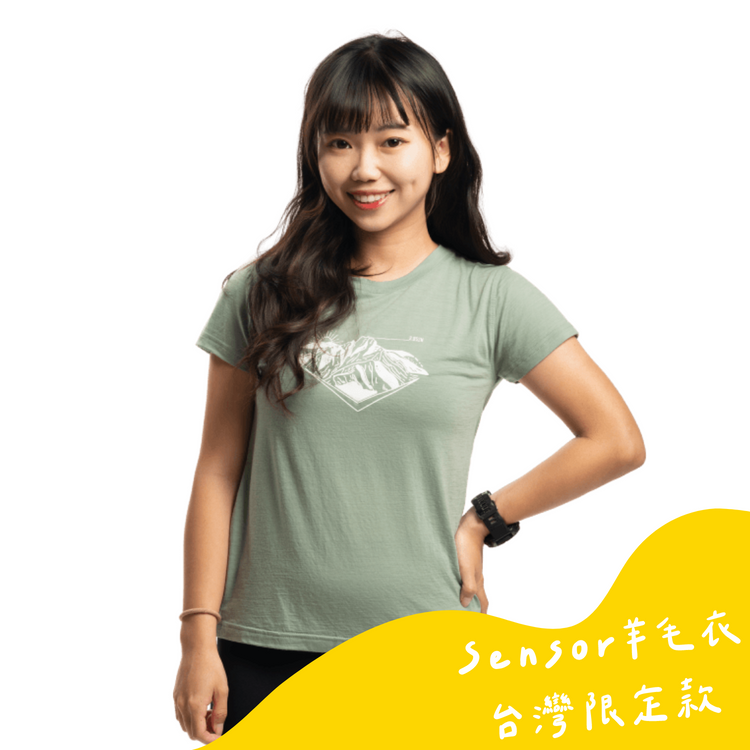 Sensor 女款 美麗諾羊毛短袖上衣-島嶼生活/V熊玉山(120g)羅勒綠 26Z00004 [HappyOutdoor]