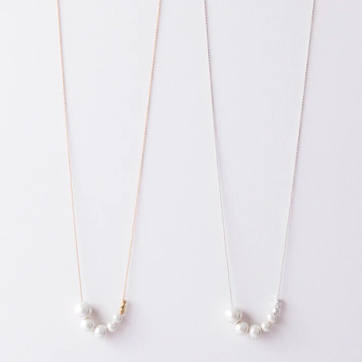 Pisceans - 漸層棉珍珠珠項鍊 / 銀色