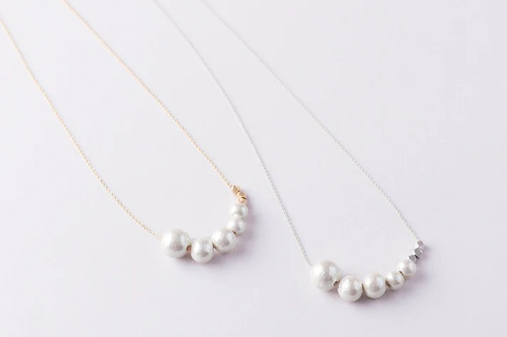 Pisceans - 漸層棉珍珠珠項鍊 / 銀色