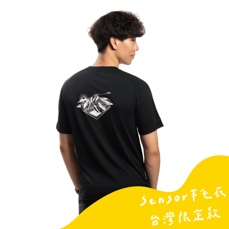 Sensor 男款 美麗諾羊毛短袖上衣-島嶼生活/V熊玉山(120g)黑色 26Z00007 [HappyOutdoor]
