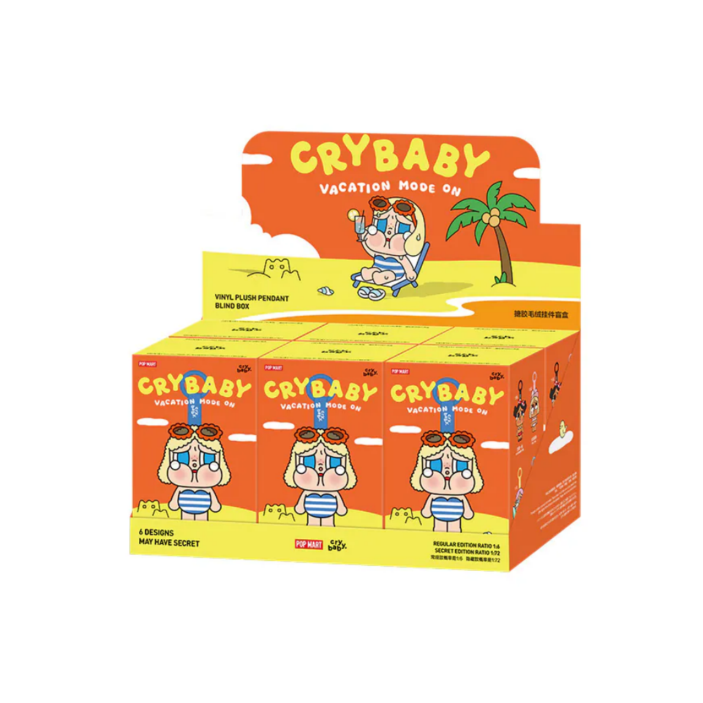 POP MART CRYBABY Vacation Mode On 系列 搪膠臉毛絨掛飾 盲盒